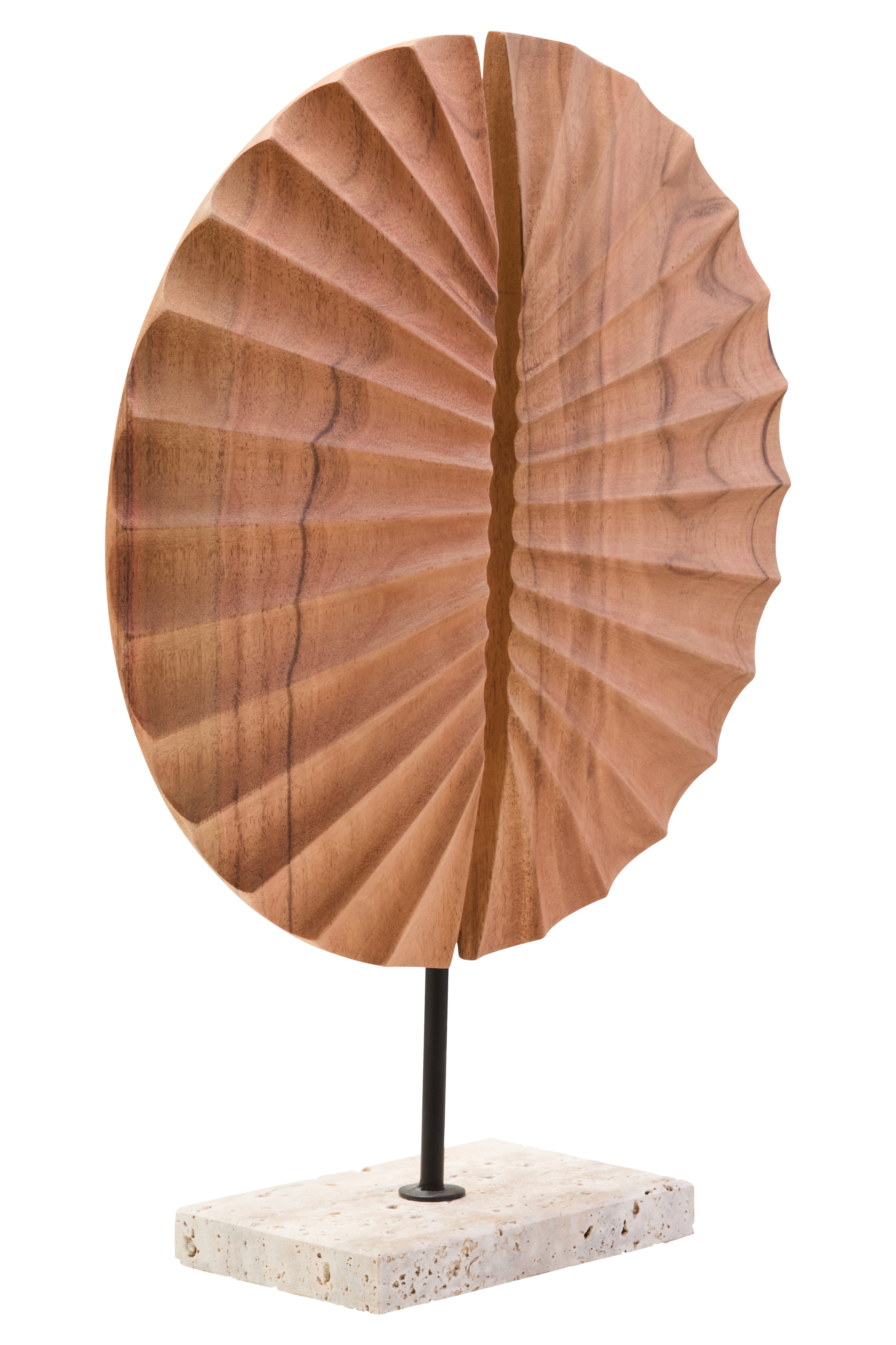 Lindos Natural Wood Sculpture With Travertine Base